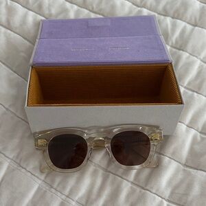 Stylish Clear Sunglasses with Brown Lenses
